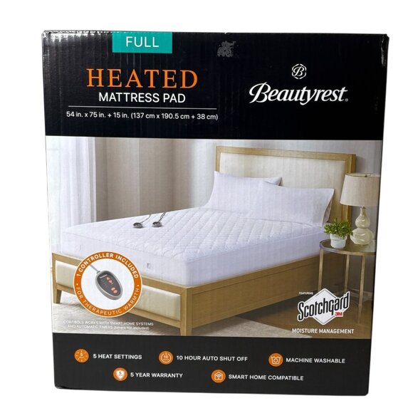 Beautyrest 3M Scotchgard Heated Mattress Pad - Electric Bed Warmer Full Size - Picture 1 of 6